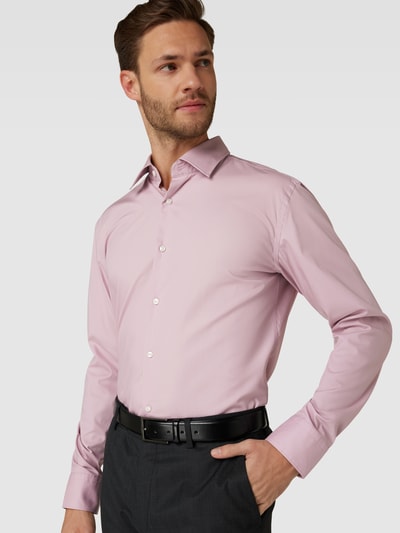 BOSS Slim Fit Koszula biznesowa o kroju regular fit z kołnierzykiem typu kent Mocnoróżowy 3