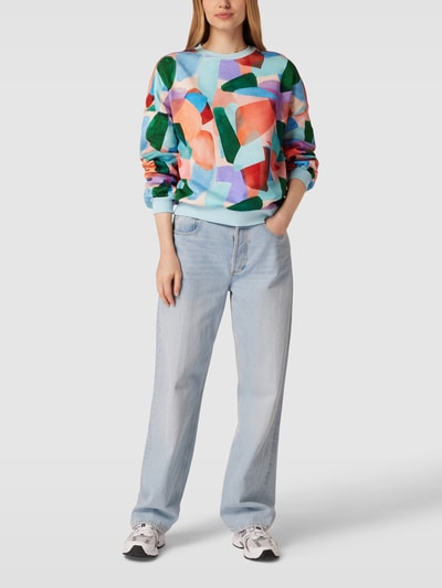 POM Amsterdam Sweatshirt met all-over motief, model 'Elements' Groen - 1