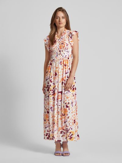 YAS Maxi-jurk van viscose met all-over motief Offwhite - 4