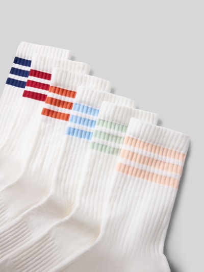 Produktfoto, Socken mit Logo im 6er-Pack von adidas Sportswear, Baumwoll-Mix mit Stretch-Anteil, Kontraststreifen, körpernahe Passform.
