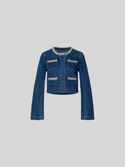 Self-Portrait Jeansjacke mit Strasssteinbesatz Blau 2