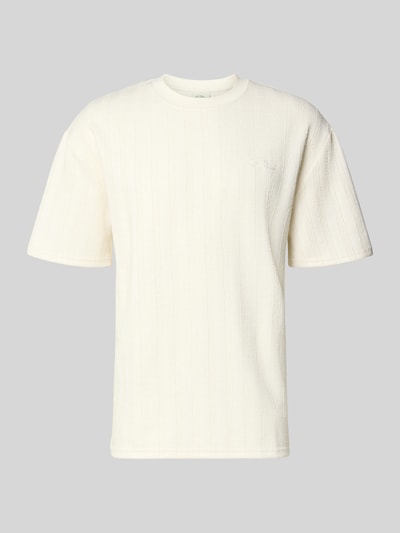 Produktfoto, cremeweißes T-Shirt mit Strukturmuster und Rundhalsausschnitt, Regular Fit, Material-Mix mit Viskose von Les Deux