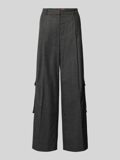 HUGO Wide leg pantalon met bandplooien, model 'Herota' Donkergrijs gemêleerd - 2