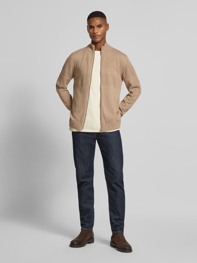 Lindbergh Cardigan mit Stehkragen und Reißverschluss Sand 1