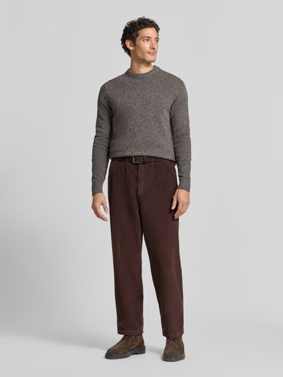 Barbour Pullover aus Woll-Seide-Mix mit Rundhalsausschnitt Modell 'TISBURY' Taupe 1