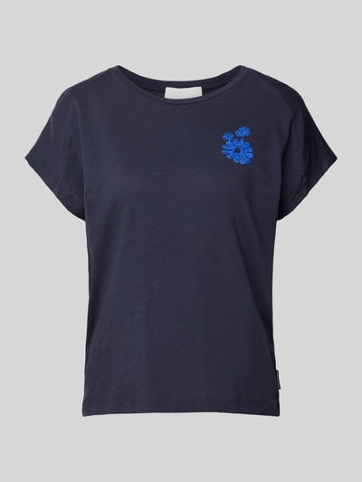 Armedangels T-shirt met bloemenstitching, model 'ONELIAA FAANCY' Marineblauw - 2