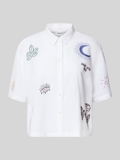 Jake*s Casual Regular fit blouse met structuurmotief Wit - 2