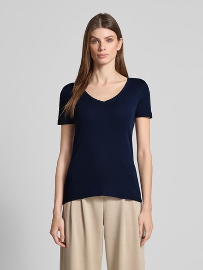Christian Berg Woman T-Shirt mit geripptem V-Ausschnitt Dunkelblau 4