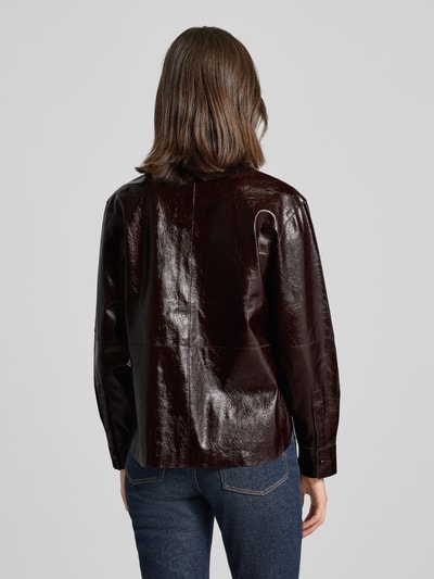 Zero Relaxed fit overhemdblouse in leerlook Bordeaux - 5