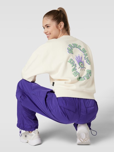 KARL KANI Sweatshirt met labelstitching, model 'Woven' Offwhite - 3