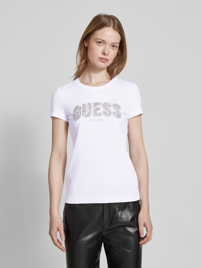 Guess T-Shirt mit Label-Stitching Weiss 4