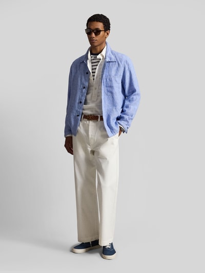 Polo Ralph Lauren Relaxed Fit Freizeithemd aus reinem Leinen mit aufgesetzten Taschen Hellblau 1