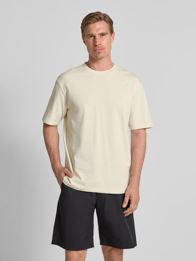 Lindbergh Oversized T-Shirt mit geripptem Rundhalsausschnitt Offwhite 4
