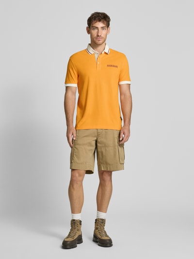 Napapijri Slim fit poloshirt met labelprint Oranje - 1