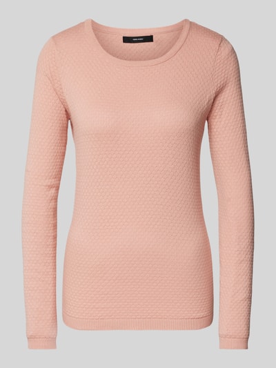 Vero Moda  Strickpullover aus reiner Baumwolle mit Rundhalsausschnitt Modell 'CARE' Hellrosa 2