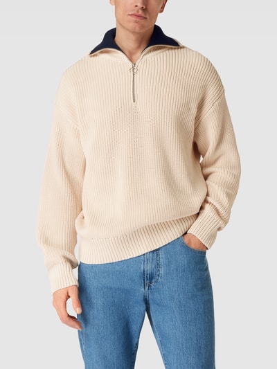 GANT Strickpullover mit Stehkragen Modell 'Rib Half' Sand 4