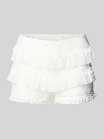 ANOTHER COTTON LAB Slim Fit Shorts mit Spitzenbesatz Weiss 2