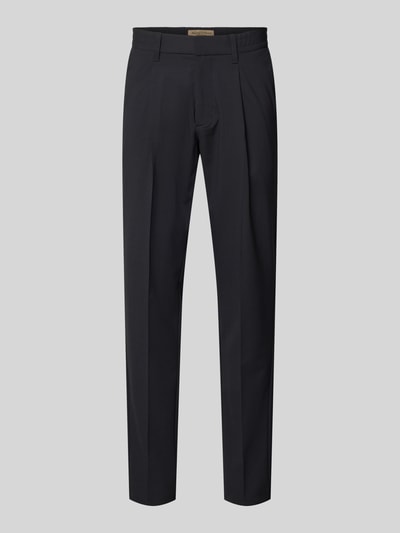 Produktfoto, czarne spodnie o szerokim kroju tapered fit z gładką teksturą, Tapered Fit Weite Hose von Marc O'Polo × DFB Travel Collection model 'MOROT JOGGER', Herren Weite Hose von Marc O'Polo