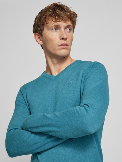 Tom Tailor Regular Fit Strickpullover aus reiner Baumwolle mit V-Ausschnitt Ocean 3