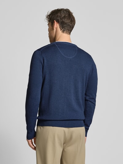 Fynch-Hatton Strickpullover mit Logo-Stitching Dunkelblau 5