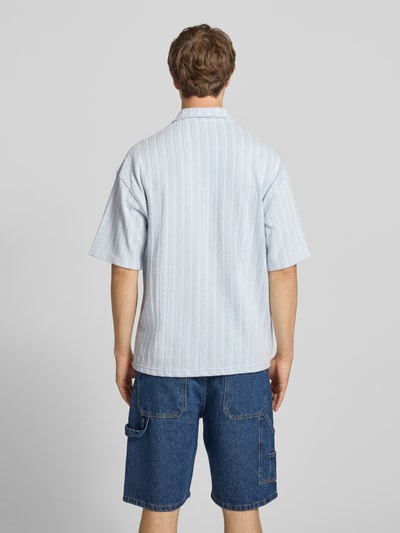 PEGADOR relaxed fit vrijetijdsoverhemd met labelstitching model 'Forno' Oceaanblauw gemêleerd - 5