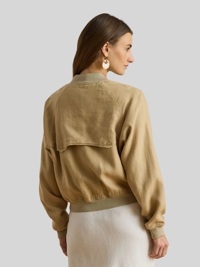 Lauren Ralph Lauren regular fit bomberjack van puur linnen Middenbruin - 5
