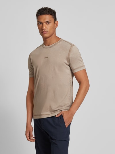 BOSS Orange T-shirt met labelprint, model 'Tokks' Beige - 4