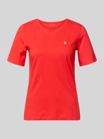 Produktfoto, T-Shirt mit Motiv-Stitching und Rundhalsausschnitt von Christian Berg Woman in Rot, reine Baumwolle, Regular Fit, glatte Textur