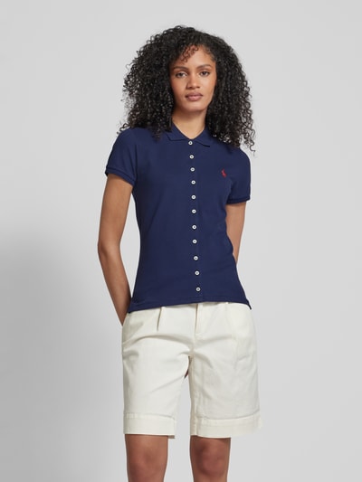 Polo Ralph Lauren Slim Fit Poloshirt mit durchgehender Knopfleiste Marine 4