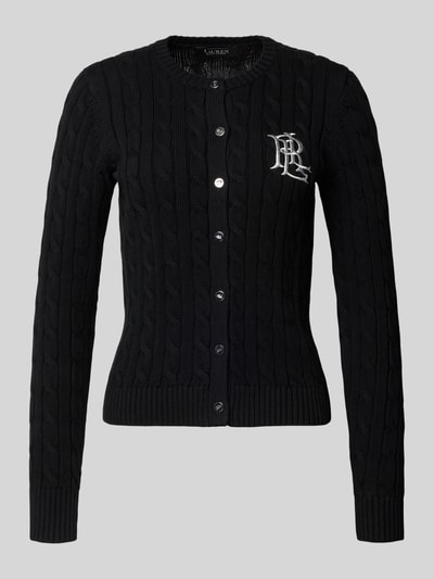 Lauren Ralph Lauren Strickjacke mit Zopfmuster und Label-Stitching Modell 'RALHAN' Black 2