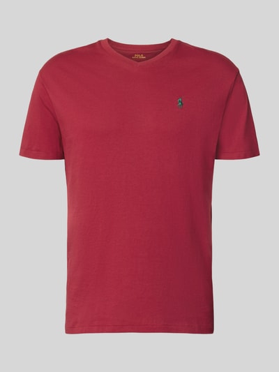 Produktfoto, Regular Fit T-Shirt aus reiner Baumwolle von Polo Ralph Lauren, Optik: Unifarben, Logo-Detail, V-Ausschnitt, Jersey-Struktur