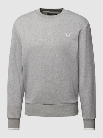 Fred Perry Sweatshirt mit Logo-Stitching Hellgrau Melange 2