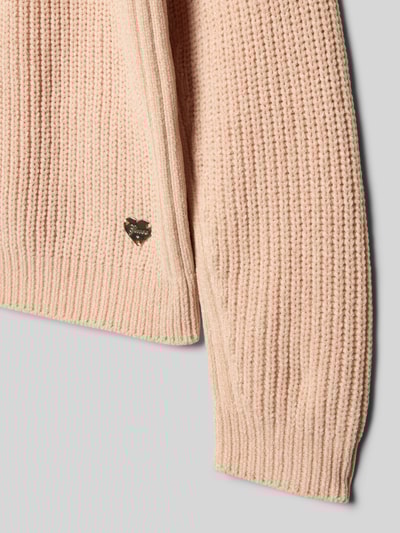 Guess Sweter z dzianiny z prążkowanymi wykończeniami Różowy 2