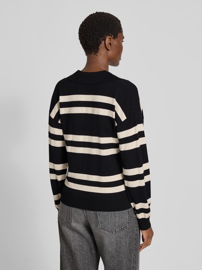 FREE/QUENT Gebreide pullover met platte kraag, model 'FLOW' Zwart - 5