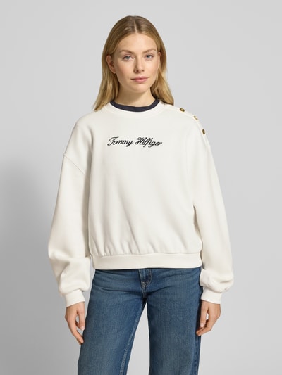 Tommy Hilfiger Relaxed fit sweatshirt van katoenmix Ecru - 4