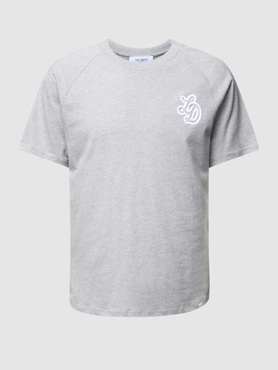 Les Deux T-Shirt mit Label-Stitching Modell 'Darren' Hellgrau meliert 2