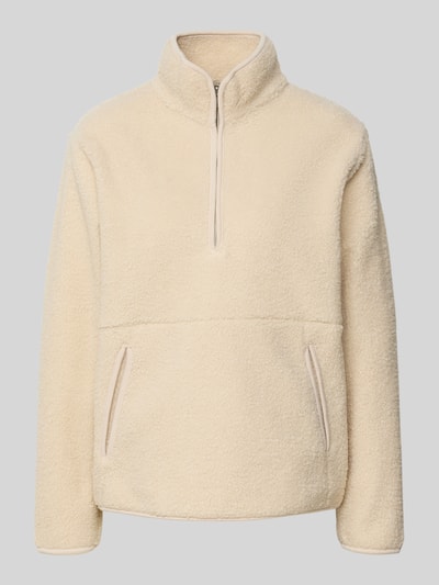 Soyaconcept Fleecepullover mit Stehkragen und Eingrifftaschen Modell 'BODIL' Ecru 2