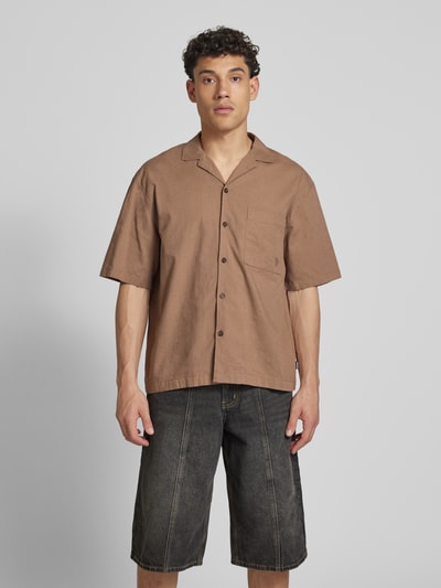 REVIEW Koszula casualowa z listwą guzikową Ziemisty brązowy 4