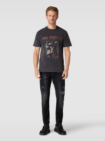 ELIAS RUMELIS Tapered Fit Jeans im Destroyed-Look Modell 'Noel' Black 1