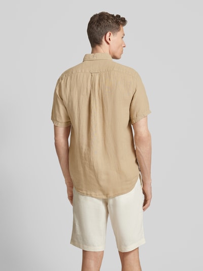 Gant Regular Fit Leinenhemd mit 1/2-Arm Beige 5