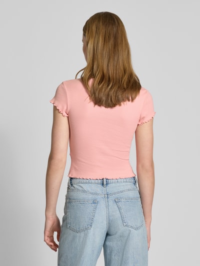 Review T-shirt z falistym dołem Różowy 5