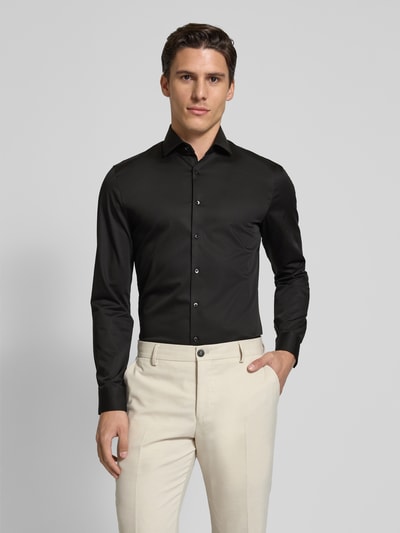 OLYMP No. Six Koszula biznesowa o kroju super slim fit z kołnierzykiem typu kent Czarny 4