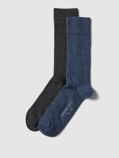 Christian Berg Men Socken mit Label-Detail im 2er-Pack Jeansblau Melange 1