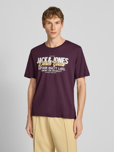 Jack & Jones T-shirt z nadrukiem z logo Śliwkowy 4
