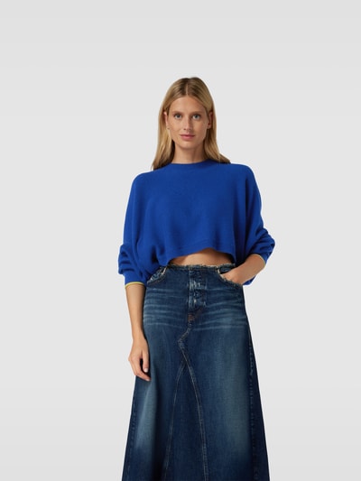 Victoria Beckham Cropped Pullover aus Kaschmir-Mix Bleu 4