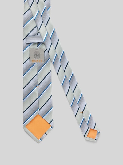 Produktfoto, Krawatte aus Seide mit Streifenmuster (7 cm) van Monti, herenaccessoire van zuiver zijde, klassiek model, streepmotief, labeldetail, breedte 7 cm.