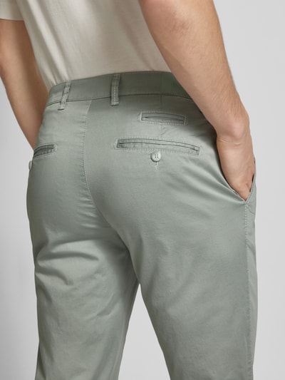 Brax Regular fit chino met structuurmotief, model 'FABIO' Rietgroen - 3