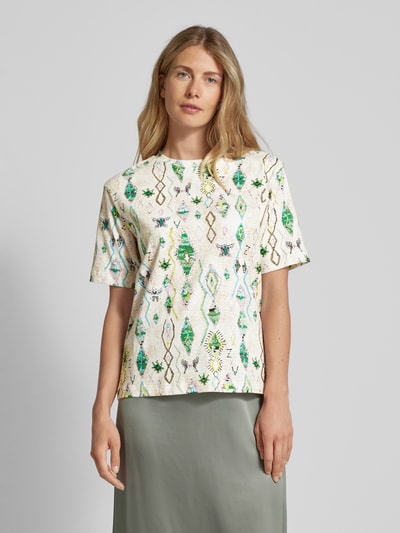 JAKE*S STUDIO WOMAN T-shirt met all-over print Pastelgeel - 4