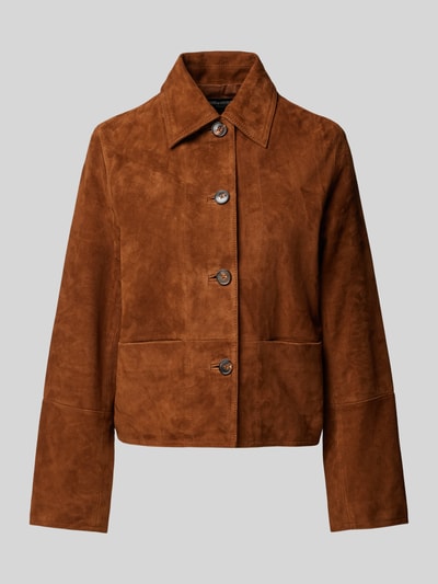 Zadig & Voltaire Jacke in Leder-Optik mit Eingrifftaschen Modell 'LESSA' Cognac 2