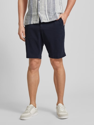BOSS Slim fit korte broek met riemlussen, model 'Slice' Marineblauw - 4